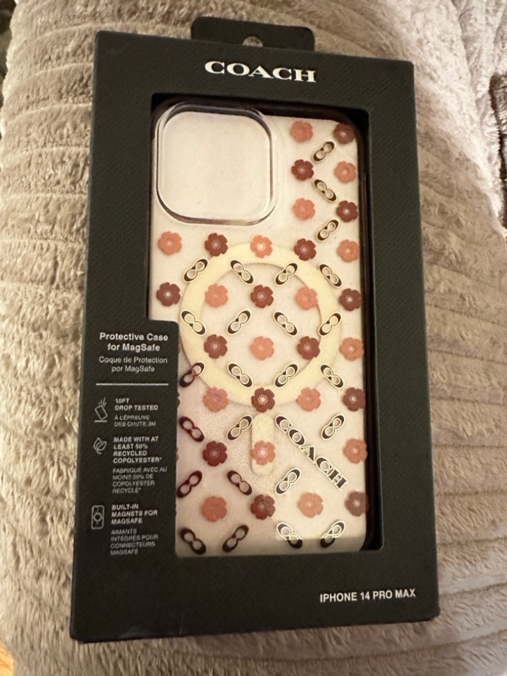 COACH Pink & Brown Floral MagSafe iPhone 14 Pro Max Case - Picture 2 of 3